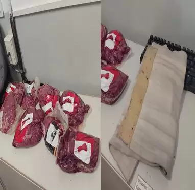 Intentaron robar carne ocultandola bajo una faja