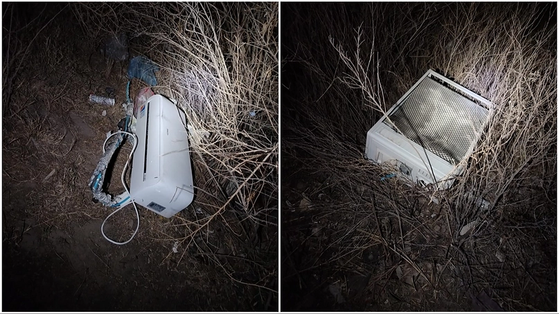 Dos ladrones escapan de la policía y abandonan un aire acondicionado que habían robado
